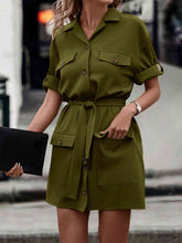 Load image into Gallery viewer, Tie Waist Collared Dress