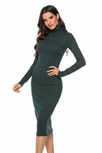 Load image into Gallery viewer, Ribbed Turtleneck Long Sleeve Dress
