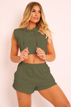 Load image into Gallery viewer, Hooded Crop Top &amp; Pocketed Shorts Set