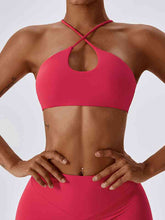Load image into Gallery viewer, Cropped Halter Neck Sports Bra