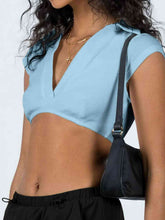 Load image into Gallery viewer, Johnny Collar Cropped Top
