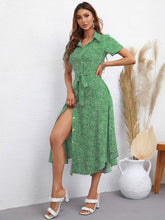 Load image into Gallery viewer, Printed Short Sleeve Collared Dress
