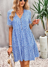 Load image into Gallery viewer, Floral Buttoned Puff Sleeve Dress