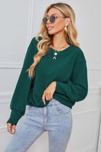 Load image into Gallery viewer, Round Neck Dropped Shoulder Pullover Sweater