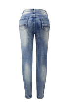 Load image into Gallery viewer, Distressed Button-Fly Jeans with Pockets