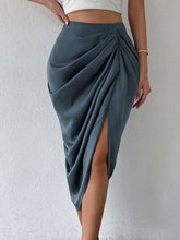 Load image into Gallery viewer, Ruched Slit High Wiast Skirt