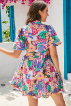 Load image into Gallery viewer, Floral Notched Neck Ruffle Hem Dress