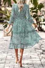 Load image into Gallery viewer, Leopard Surplice Tie Belt Slit Dress