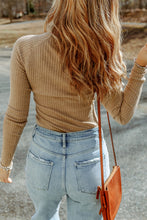 Load image into Gallery viewer, Ribbed Long Sleeve Round Neck Blouse