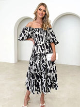 Load image into Gallery viewer, Printed Smocked Off-Shoulder Tiered Dress