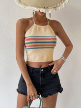 Load image into Gallery viewer, Contrast Halter Neck Lace-Up Cami