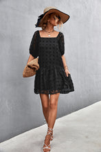 Load image into Gallery viewer, Swiss Dot Square Neck Half Balloon Sleeve Dress