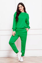 Load image into Gallery viewer, Round Neck Long Sleeve Sweatshirt and Pants Set