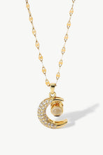 Load image into Gallery viewer, Inlaid Cubic Zirconia Moon Pendant Necklace