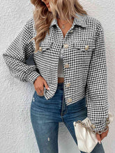 Load image into Gallery viewer, Houndstooth Collared Neck Button Up Jacket