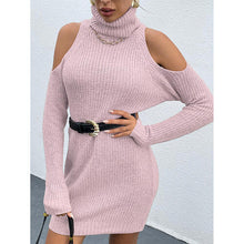 Load image into Gallery viewer, Cold Shoulder Turtleneck Sweater Dress