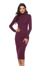Load image into Gallery viewer, Ribbed Turtleneck Long Sleeve Dress