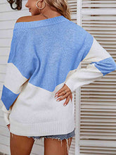 Load image into Gallery viewer, Color Block V-Neck Sweater