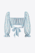 Load image into Gallery viewer, Printed Long Flounce Sleeve Cropped Blouse