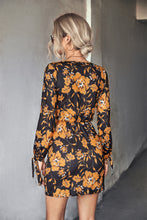 Load image into Gallery viewer, Floral Cutout Tie Cuff Mini Dress
