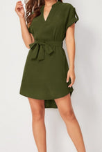 Load image into Gallery viewer, Tied Notched Short Sleeve Dress