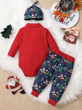 Load image into Gallery viewer, Baby Printed Bow Front Collared Neck Bodysuit and Pants Set