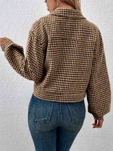 Load image into Gallery viewer, Houndstooth Collared Neck Button Up Jacket