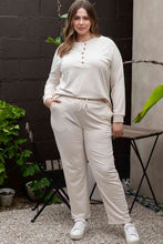 Load image into Gallery viewer, Plus Size Half Button Top and Pants Set