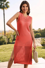 Load image into Gallery viewer, Slit Round Neck Sleeveless Sweater Dress