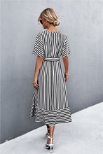 Load image into Gallery viewer, Striped Tie Belt Midi Dress