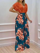 Load image into Gallery viewer, Printed Surplice Top and Wide Leg Pants Set