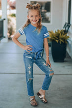 Load image into Gallery viewer, Girls Striped Tie Front T-Shirt