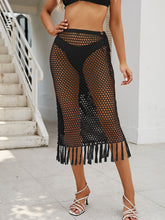 Load image into Gallery viewer, Fringe Openwork High Waist Swim Skirt