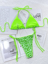 Load image into Gallery viewer, Leopard Print Halter Neck Tie Side Bikini Set