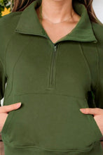 Load image into Gallery viewer, Zip-Up Collared Neck Raglan Sleeve Blouse
