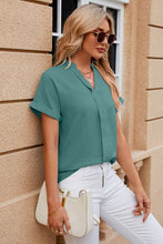 Load image into Gallery viewer, Notched Short Sleeve Blouse