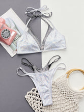 Load image into Gallery viewer, Faux Layered Halter Neck Two-Piece Bikini Set