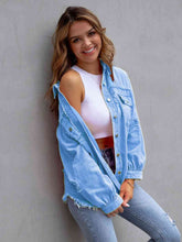Load image into Gallery viewer, Distressed Drop Shoulder Denim Jacket
