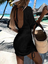 Load image into Gallery viewer, Backless Openwork Drawstring Round Neck Cover Up