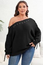 Load image into Gallery viewer, Plus Size One Shoulder Beaded Sweater