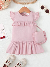 Load image into Gallery viewer, Baby Girl Ruffled Round Neck Mini Dress