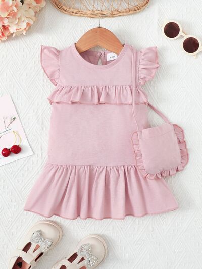 Baby Girl Ruffled Round Neck Mini Dress