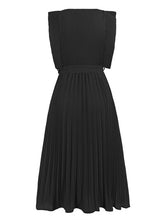 Load image into Gallery viewer, Tied Round Neck Pleated Midi Dress