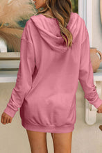 Load image into Gallery viewer, Drawstring Half Zip Hooded Dress