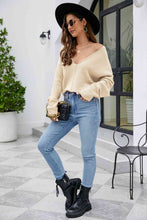 Load image into Gallery viewer, V-Neck Drop Shoulder Long Sleeve Knit Top