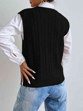 Load image into Gallery viewer, Cable-Knit V-Neck Sleeveless Sweater Vest