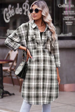 Load image into Gallery viewer, Plaid Button-Up Longline Shacket with Breast Pockets