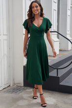 Load image into Gallery viewer, Flutter Sleeve Surplice Midi Dress