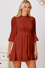 Load image into Gallery viewer, Frill Balloon Sleeve Ruffle Hem Mini Dress