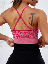 Load image into Gallery viewer, Crisscross Leopard Scoop Neck Active Bra